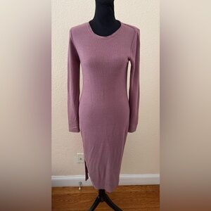 Nation LTD Mauve Ling Sleeve Ribbed Midi Dress Size Small